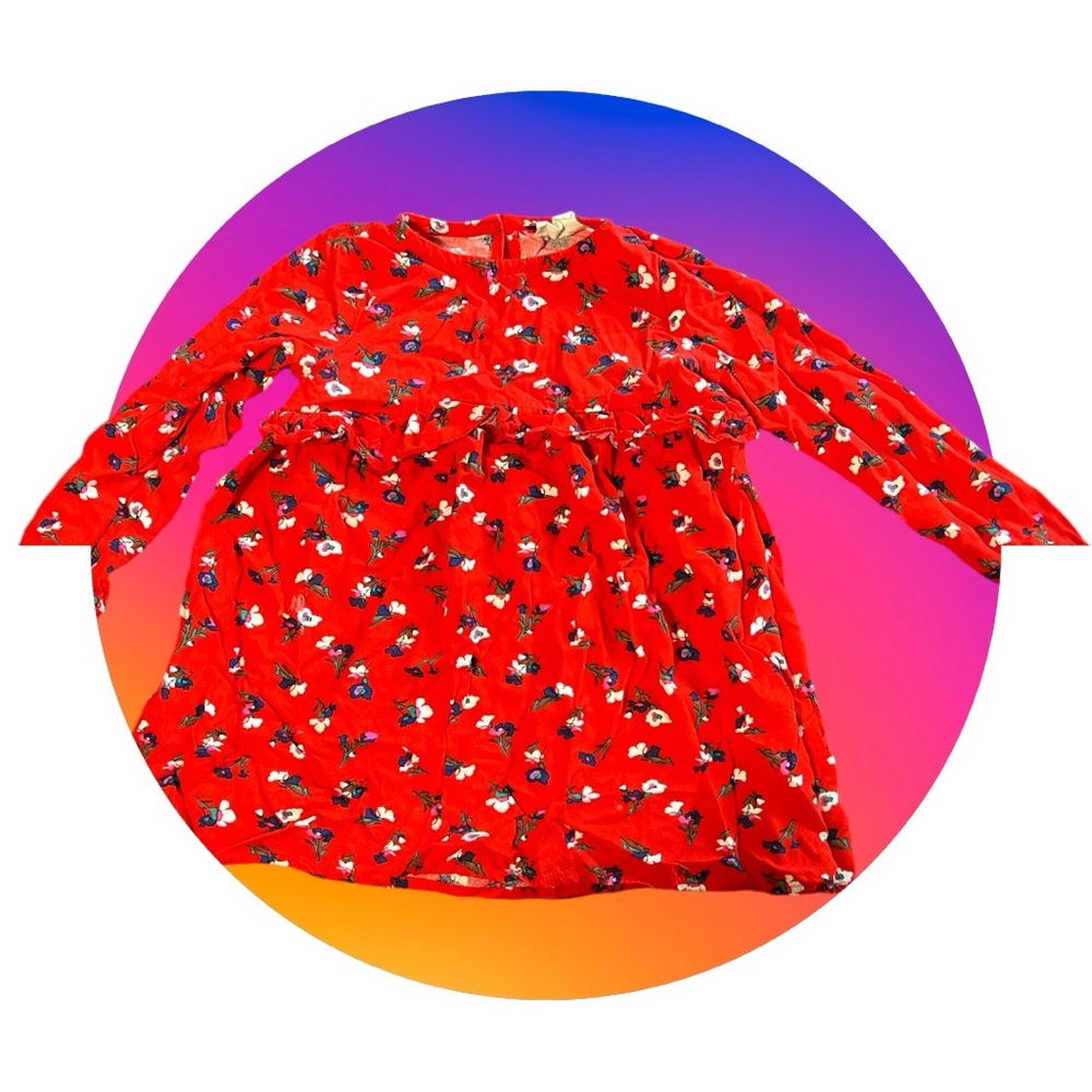 Crazy 8 Girls Blouse Red Floral Shirt Ruffle Long Sleeve 3T